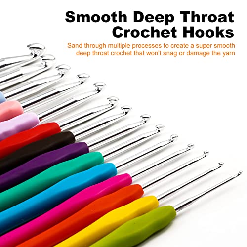 KOKNIT 12 PCS Crochet Hooks, Ergonomic Handle Crochet Hooks Set for