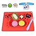 Silicone Placemat - Toddler Plate Divided 5 Compartments Portable Non Slip Suction Plates for Toddlers Babies and Kids BPA Free FDA Approved Baby Dinner Plate with Bonus 1pcs Waterproof Bib and Spoon