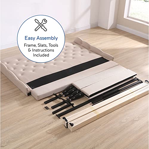 Classic Brands Coventry Upholstered Platform Bed Headboard and Metal