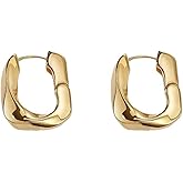 Chunky Gold Hoop Earrings for Women Silver Gold Statement Geometric Dangle Drop Earrings Hypoallergenic Thick Open Huggie Hoop Earrings Dainty Jewelry