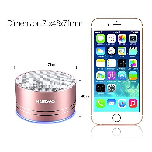 Portable Bluetooth Speakers,NUBWO mini Wireless Outdoor Speakers V4.1,Richer sound and Bass,TF crad slot,3.5mm AUX,Build-in microphone for iphone/Andriod/Tablet（Rose Gold)