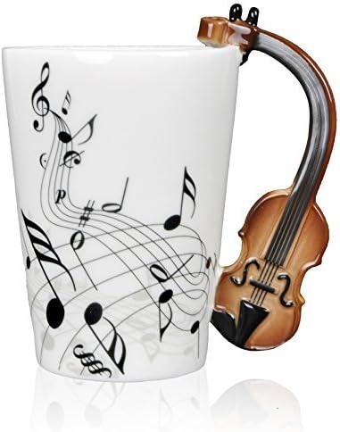 Novelty Violin Music Note Coffee Milk Ceramic Mug Cup with Handle for Best Gift(Note)