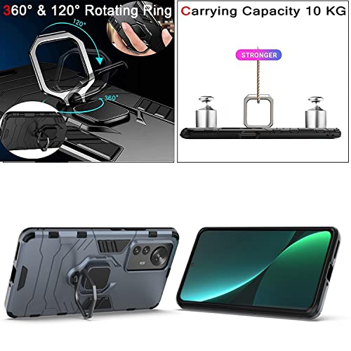 MUMOYAN Case for Xiaomi Poco F3/F3 Pro, Hybrid 2 in 1 TPU + PC 360° Rotating Stand, Military Grade Anti-fall, [Works with Magnetic Car Mount] Protective Case, Blue
