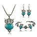 Winter.Z Turquoise Owl three-piece Explosion models exaggeration fashion retro false collar necklace