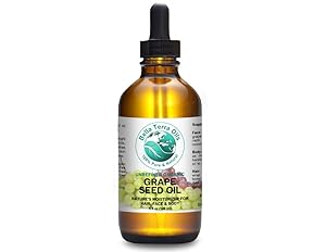 SALE! Grape Seed Oil 4oz 100% Pure Cold-pressed Unrefined Organic Hexane-free Natural Moisturizer for Skin Hair. Non-comedogenic. Great for sensitive, acne-prone skin. Fast-absorbing. Bella Terra Oils