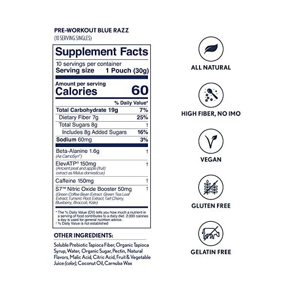 Hilo Pre Workout Energy Gummies Caffeine Beta Alanine And S7 Nitric Oxide Booster Gluten Free Vegan Blue Razz Flavor 10 Single Serve Packs Fm Shop