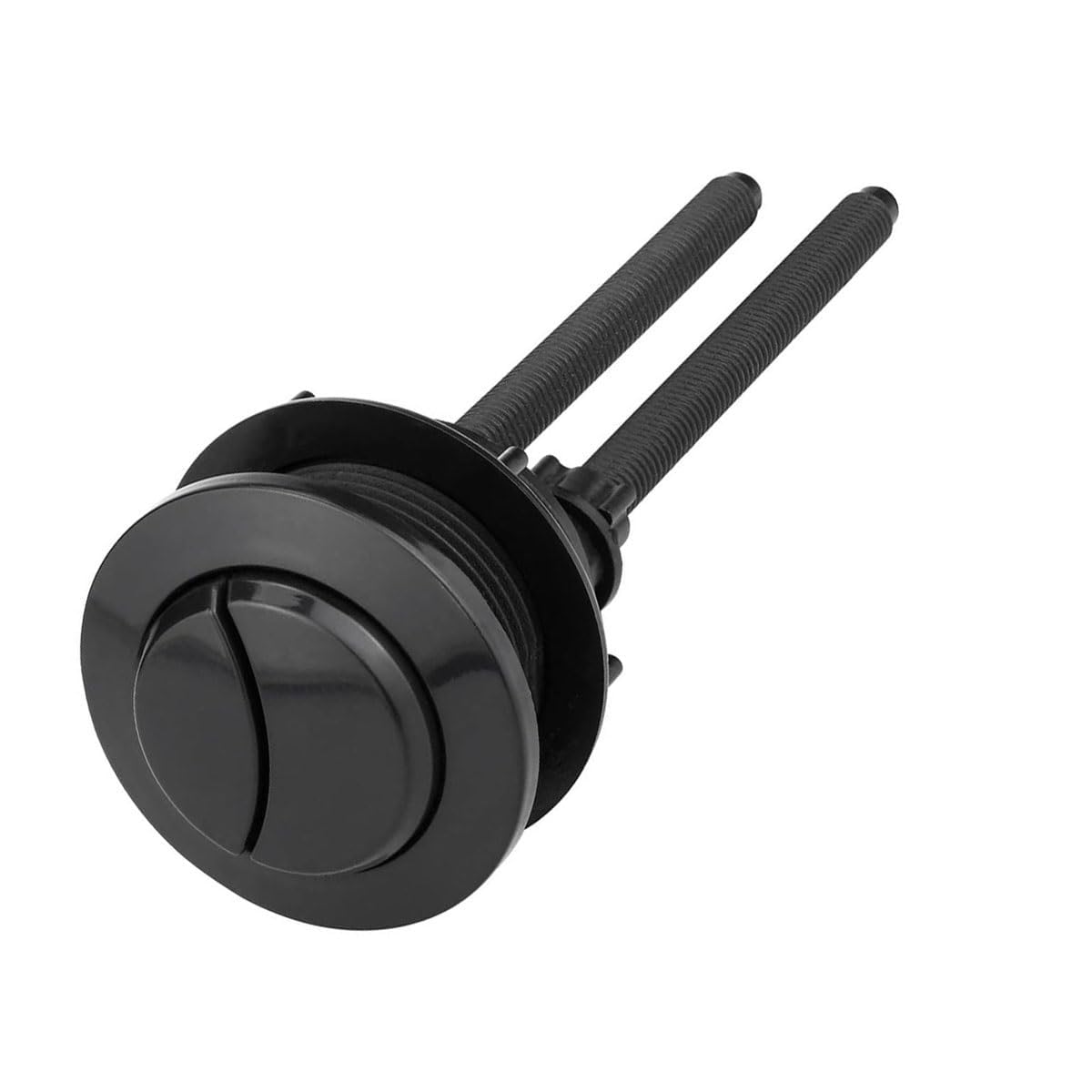 View 1 of (Installation hole diameter: 3.8cm/1.5in, size: Small) Black toilet flush button, 1 double toilet flush button round head, used for bathroom toilet water tank maintenance