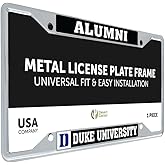 Desert Cactus Duke University License Plate Frame Blue Devils Metal Car Tag Holder for Front or Back of Car Officially Licensed (Silver Frame - Alumni - Black)
