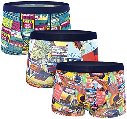 Seamless Elastic Waistband Underwear with Contour Pouch No Fly Boxer Briefs for Mens pack of 3 (XXL, National Emblem/Europe/Time)