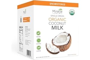 MIRACLE PALM Organic Coconut Milk - 1.35 Gallon (173.46 Fl Oz) No Guar Gum, No Preservatives, Gluten Free, Vegan & Kosher Unsweetend Coconut Milk - 18% (Pack of 3)