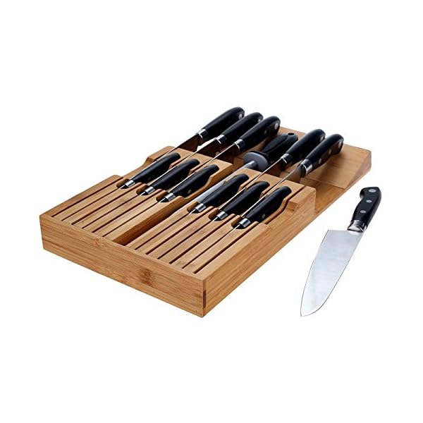 Utoplike In Drawer Bamboo Knife Block Drawer Organizer And Holder