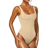 YFANG Women's Sexy Basic Bodysuit Sleeveless Double Lined Slim Fit Tank Tops