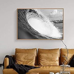 Floating Framed Canvas Wall Art for Living Room, Bedroom Black and White Water Canvas Prints for Home Decoration Ready to Hang - 16x24 inches