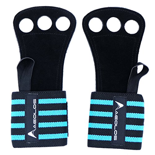Gymnastics Hand Grips / CrossFit Gloves with Wrist Wrap Support -Perfect for WODs,Pull up,Power Weight Lifting,Kettlebells and Gym Workout (Blue4)