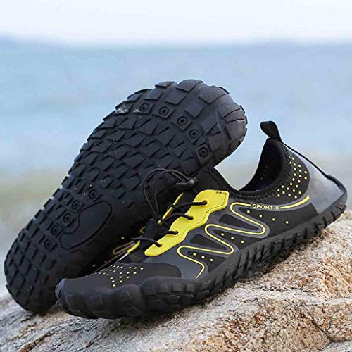 HULKAY Upgrade Water Sports Shoes for Women Men Quick Dry Aqua Socks Swim Barefoot Beach Swim Drawstring Shoes(Black 2,mens/US:6.5/CN:38)