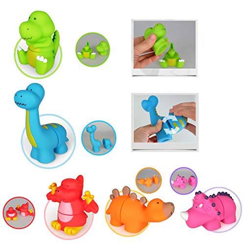 Dinosaur Baby Bath Toys,Take Apart Bathtub Toys for Kids,5 Pieces Floating Dinosaur Figures Playset,Water Squirties Toddler Toy for Aged 1 2 3 4 5 6 Boys and Girls Gifts