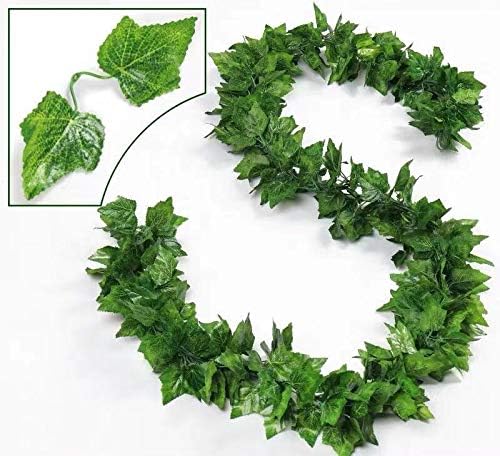 DECORY 16 Strands Artificial Ivy Foliage Garland Silk Leaves Artificial Plants Garland, Ivy Plants for Wall Decor Wedding Party Decoration (7.2ft per Strand)