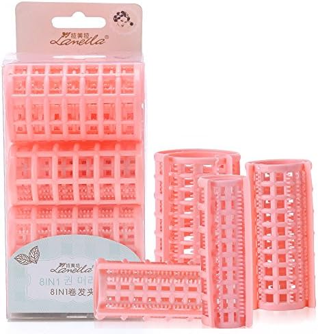6pcs Large Size Plastic Hair Roller Clips DIY Home Hair Styling Hairdressing Curlers 1.34 x 2.76 Inch, Random Color