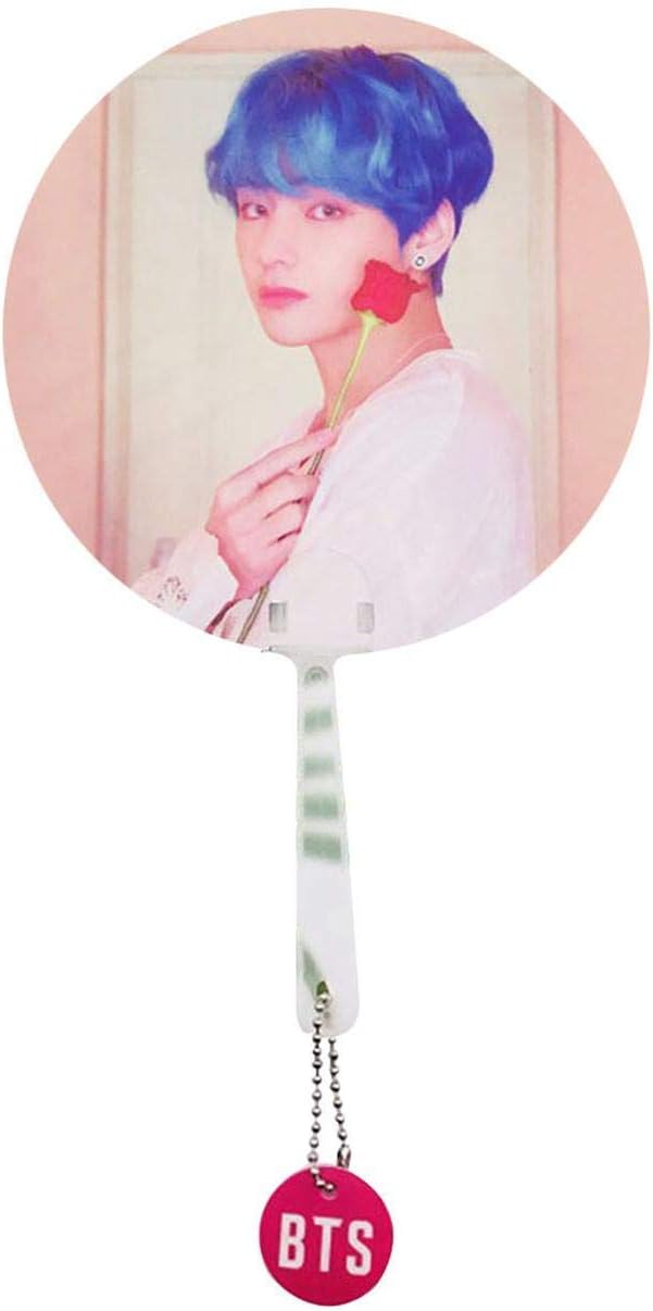 xianhuzhenzhen New Released KPOP BTS New Album Same paragraph Double-sided Round Hand Fan Super Cute Characters Printing Handheld Fan A.R.M.Y Hot Gift for Home Decoration(V)