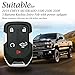 Vitodeco Leather Smart Key Fob Case Compatible with Chevrolet Silverado 1500, 2500, 3500, GMC Sierra (2019-2023 models) - 5-Button, Black/Red