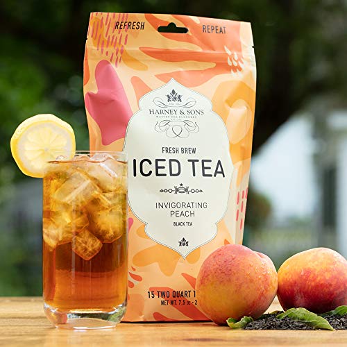Harney & Sons Peach Fresh Brew Iced Tea, Bag of Large Teabags, 15