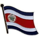 Costa Rica Flag Die-struck Metal Single Lapel Pin with Butterfly Clasp Closure