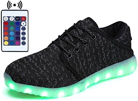WaltZon Upgraded USB Charging LED Light Up Fashion Sports Flashing Sneaker Shoes For Kids Boys Girls(WZ6363-2Black33)