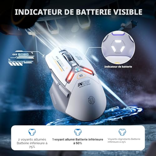 inphic IN9 Wireless/Bluetooth/Wired Gamer Mouse, 10000 DPI, 6 Programmable Buttons, Tri-Mode Ergonomic Rechargeable Gaming Mouse with RGB Lighting Customizable for Computer/PC
