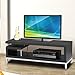 Yaheetech Black Wood TV Stand Console Table Home Entertainment Center Media Cabinets with Steel Leg for Flat Screens