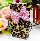 Leegoal(TM) Bling Shiny 3D Pink BOW Leopard Key Case Cover for iPhone 4 4S 4G