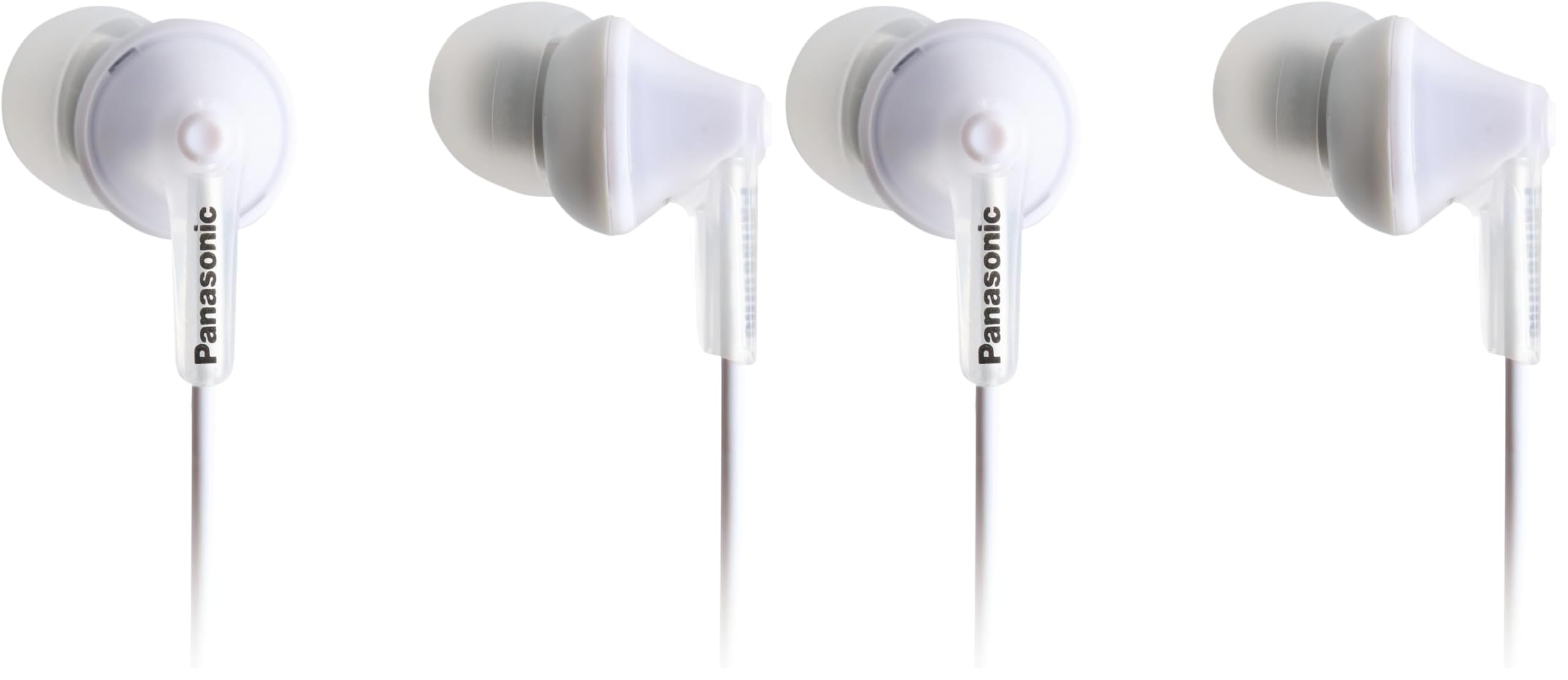 Panasonic RP-HJE125E-W In Ear Wired Earphones with Powerful Sound, Comfortable Non-Slip Fit, Ergofit, Includes 3 Sized Ear Buds, White (Pack of 2) — image 1