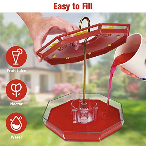 Ordenado Hummingbird Feeder, 16 oz Fluid Hummingbird Feeder for Outdoor, Hanging Bird Feeder with 8 Feeding Ports, Easy to Fill & Clean, Not Easy to Leak