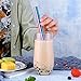 ALINK Stainless Steel Metal Boba Straws, 12mm x 9 inch Extra Wide Colored Reusable Smoothie Straws, Pack of 4 with Cleaning Brush & Carrying Case