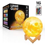 Moon Night Light Lamp 3D Printing, Lunar Glow LED Moon Light with Stand, Remote and Touch Control and USB Rechargeable, Glowing Lights for Baby Kids Lover Birthday Party or Nursery Present (4.7 inch)
