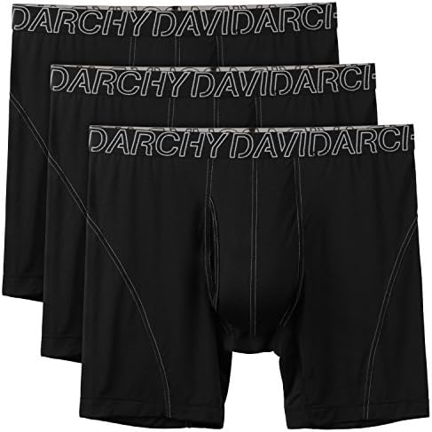 DAVID ARCHYMens Performance Boxer Briefs 3 Pack, 3D Support Pouch & No Ride-Up Design Moisture-Wicking Sport Underwear