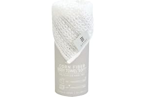 IPPINKA Japanese Body Wash Towel - 100% Natural Corn Fiber - Soft - 9.1 x 39.4 in - White - Made in Japan