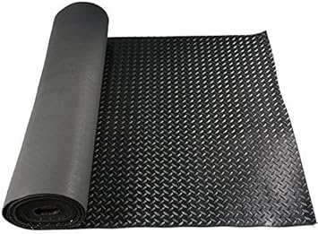 Amazon ハイフティ マット 滑り止め ゴムシート ロール 作用用ダイヤモンドシート付き プラットフォーム 通路 収納 地面 パワーステック ロード ブリッジ ブラック 3 2フィート 16フィート 1 10インチ 樹脂 ゴム
