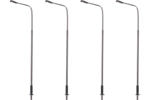 MECCANIXITY Model Railway LED Lamppost Lamps White Post Lights 1/100 Scale 11cm 4.33inch 3V, Pack of 4