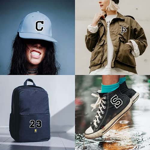 MUXGOA 36 Pieces Iron on Patches Letters,Letter Patches & Number Patches A-Z 0-9 Iron on Patches for Clothing(Black)