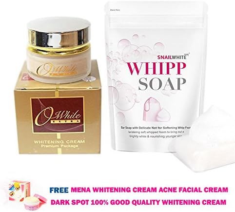 SET 2 OWHITE EXTRA WHITENING FACIAL CREAM REDUCING ACNE DARK SPOTS & WRINKLES 20G.+ SNAIL WHITE WHIPP SOAP [GET FREE TOMATO FACIAL MASK ]