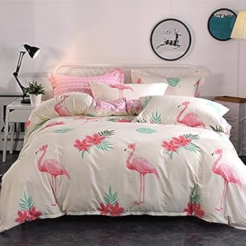 Amazon.com: Svetanya Cartoon Flamingo Stars Gray Duvet
