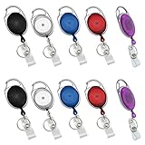 EVINIS Premium Retractable Carabiner Badge Reels with Key Ring and Badge Strap (Pack of 10) (Assorted Colors)