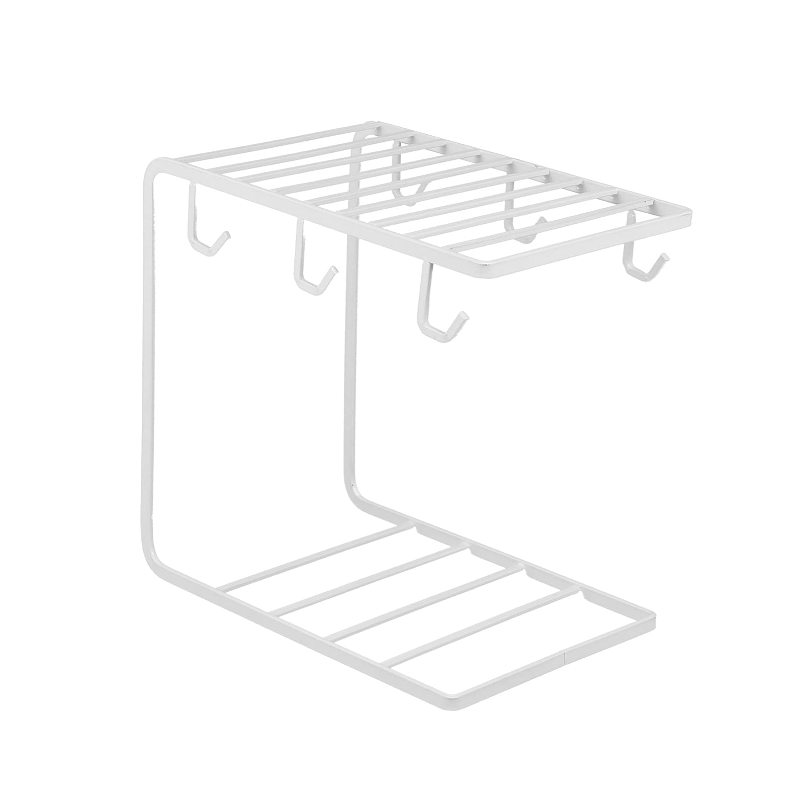 Angoily Coffee Mug Rack Metal Coffee Mug Cup Holder Stand Cup Draining Shelf Storage Stand for Coffee Bar Kitchen Cafe White