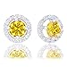 18k Gold Plated Illusion Solitaire Cubic Zirconia Halo Stud Earrings (2.25 carats)