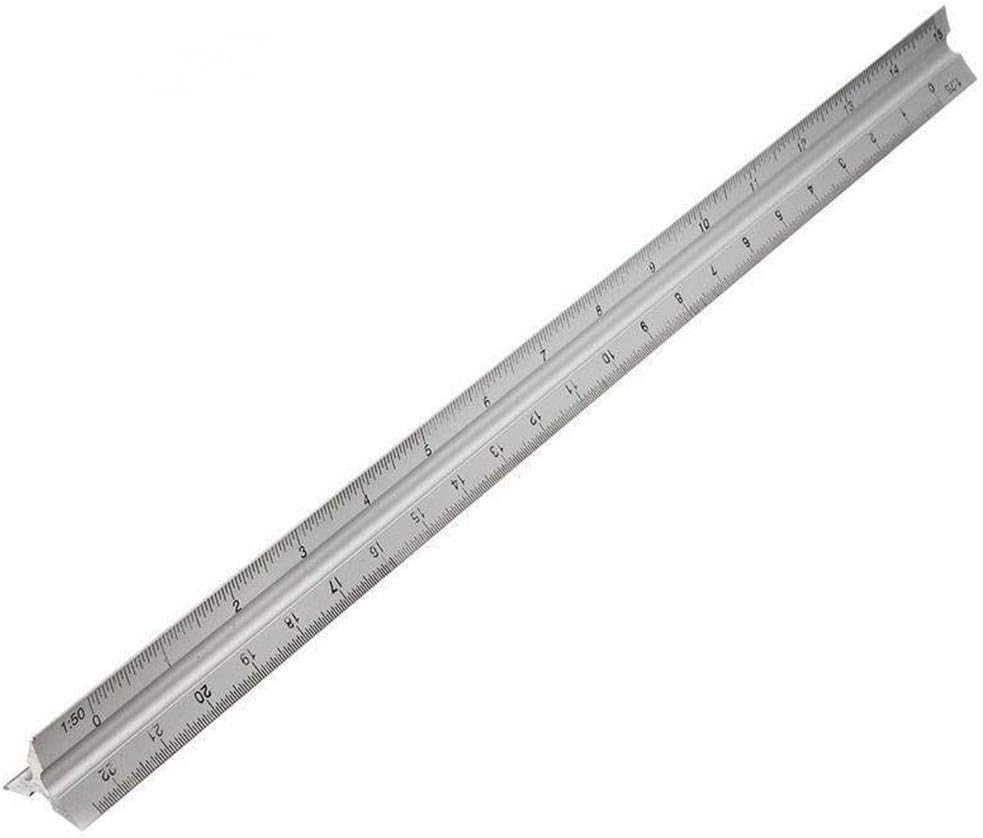 Aluminium Tri-Scale Triangular Rule-30CM Triangular Prism Scale Mitsubishi Scale Ruler Triangle Scale,Not Easy to Wear, Not Easy to Deform