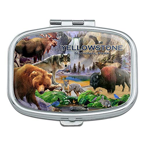 Yellowstone National Park Wyoming Montana Idaho Animals Wolf Bear Fox Bison Rectangle Pill Case Trinket Gift Box