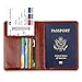 GDTK Leather Passport Holder Cover Case RFID Blocking Travel Wallet (Brown)
