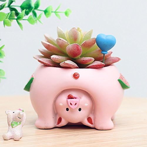 New Upside Down Puppy Flowerpot Creative Animal Shape Resin Succulent Planter Desk Mini Ornament Bonsai Potted Indoor Pot Plants/Vase With Office,Home Furnishings, Home Gardening Pots (pink)
