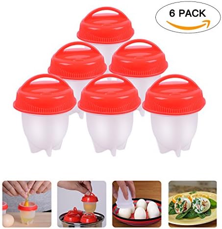 Egglettes Egg Cooker, Silicone Eggs Boiler Cookers, Hard Soft Boiled Eggs Cooker without Egg Shell, Non Stick Egg Cups 6 Pack