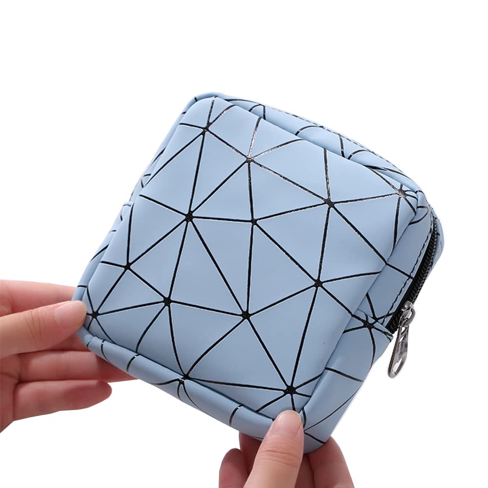 2PCS Sanitary Napkin Storage Bags, Sanitary Pouch, Portable Sanitary Napkin Pads Storage Case, Feminine Menstruation Period Bag, Menstrual Cup Pouch with Zipper for Teen Girls Women Ladies - Blue